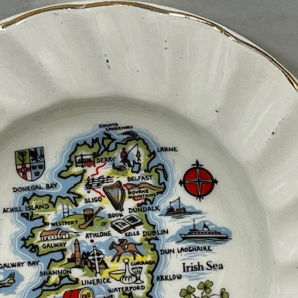 VTG IRELAND Tray Ceramic Colorful Map Serving Nut Candy Trinket Dish Coins 5.25" - Picture 7 of 7